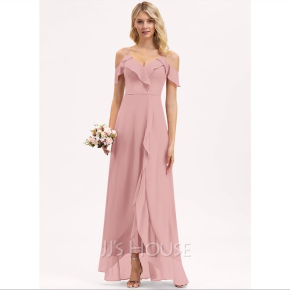 JJs House Dresses Nwt Jjs House Blush Pink Ruffles Vneck Chiffon